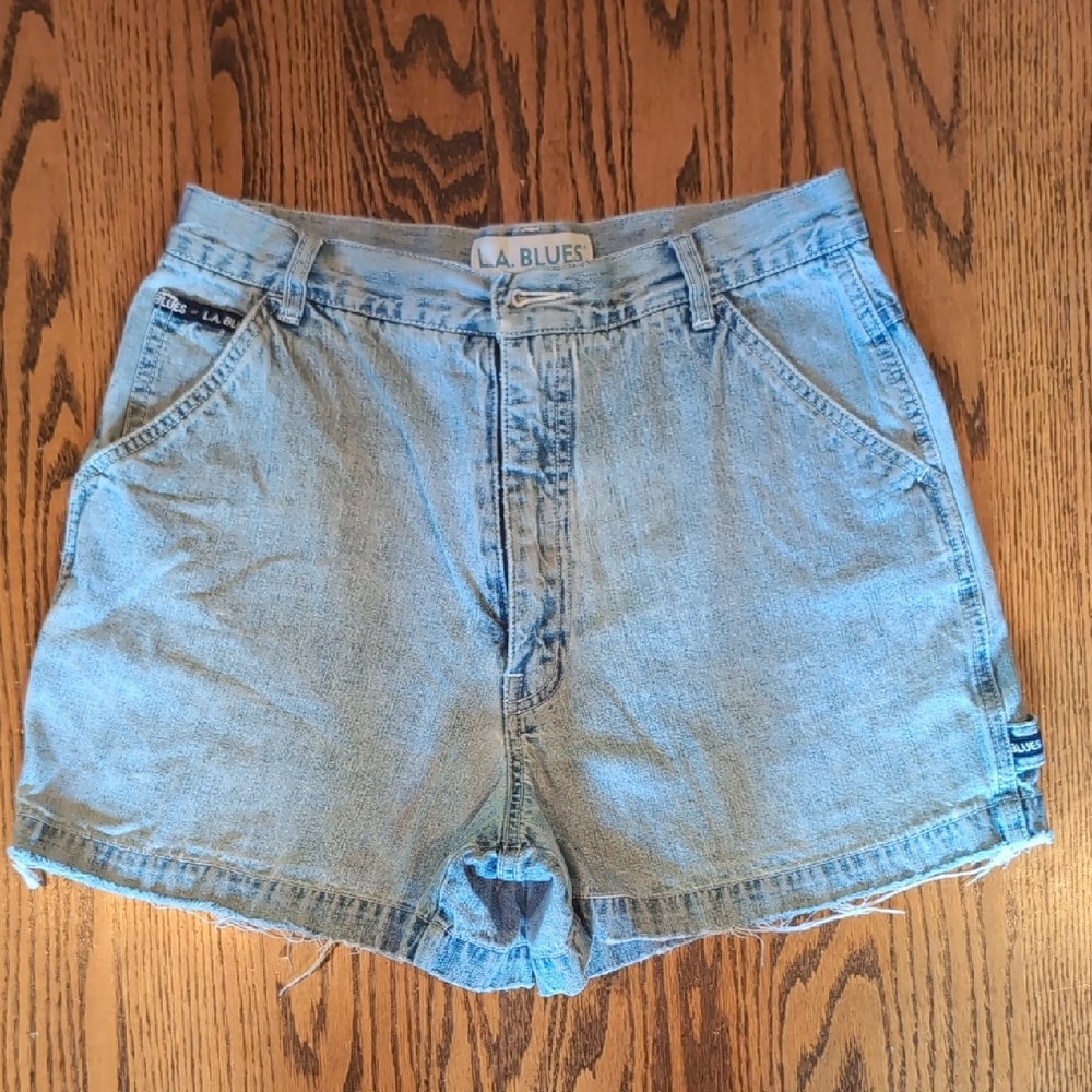 L.A.Blues® Y2K Vintage High Waisted Faded Denim Jean Carpenter Shorts Sz12